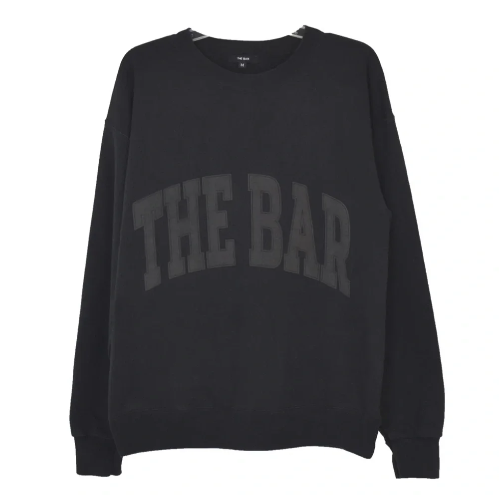 THE BAR Black Varsity Sweatshirt Boyfriend Fit Size M *stains - Picture 12 of 12